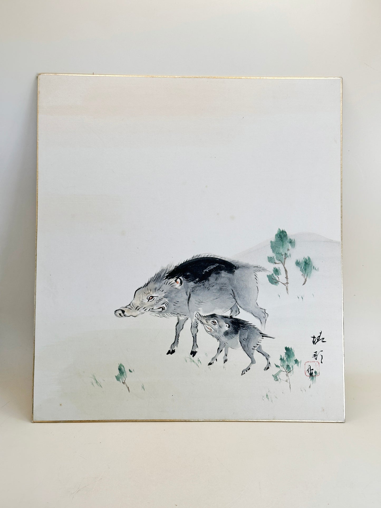 SHP236- Parent and Child Boar Shikishi Card 親子亥