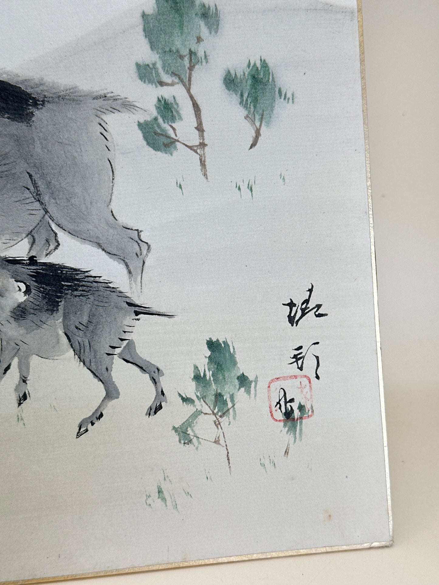 SHP236- Parent and Child Boar Shikishi Card 親子亥