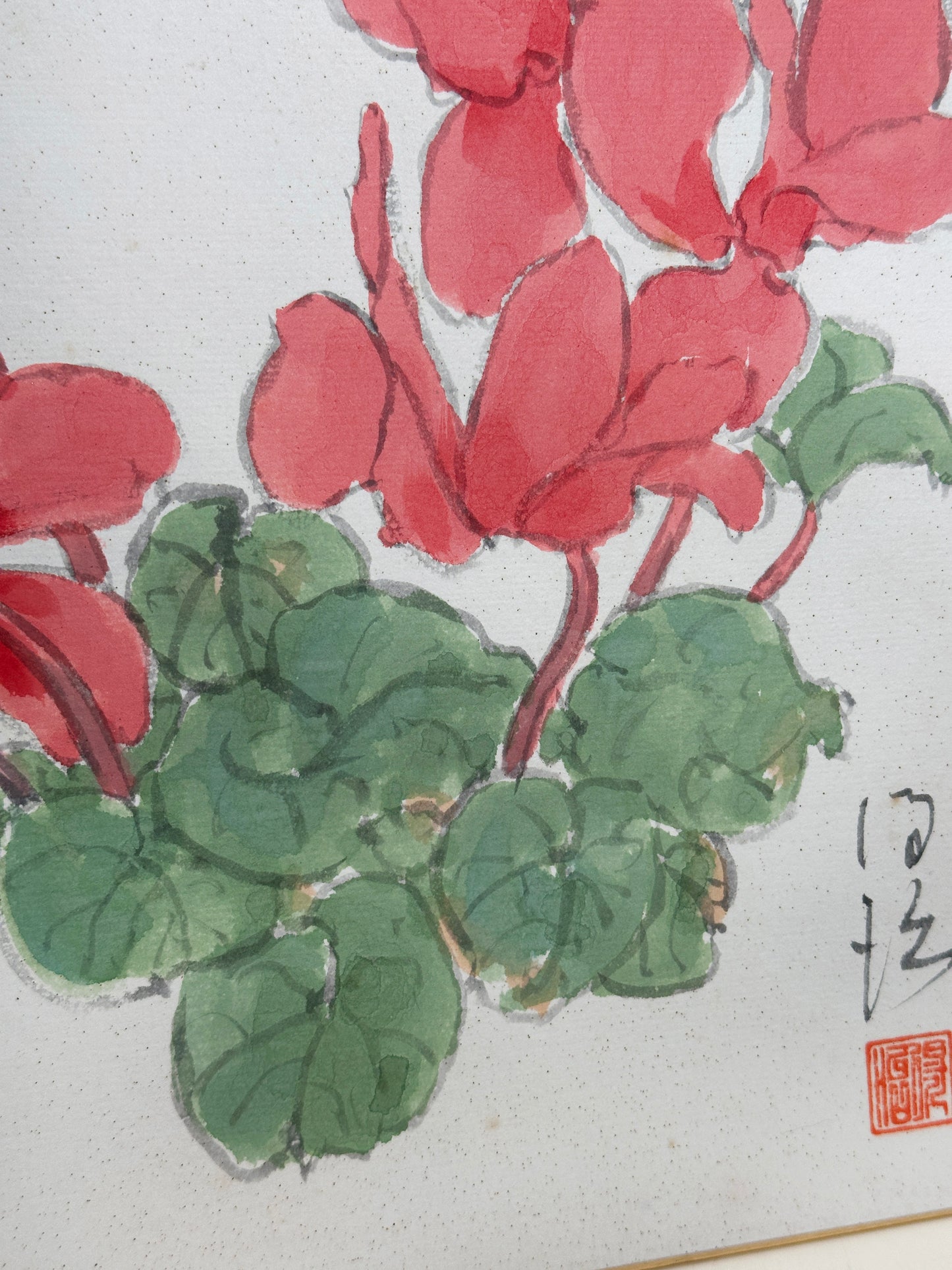 SHP310 - Œuvre shikishi de fleurs de cyclamen