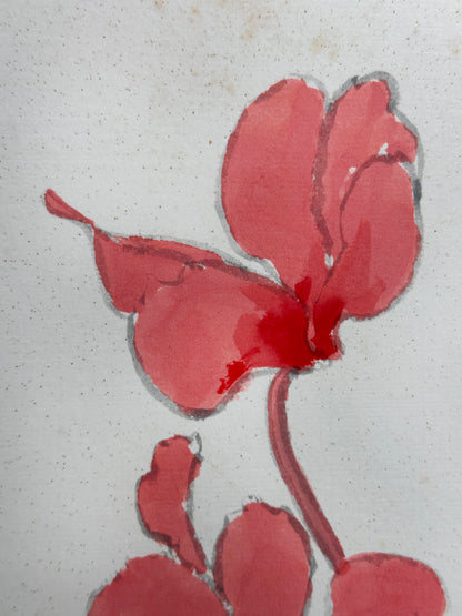 SHP310 - Œuvre shikishi de fleurs de cyclamen