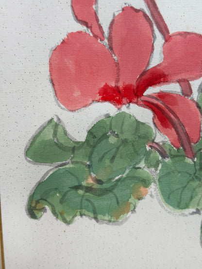 SHP310 - Œuvre shikishi de fleurs de cyclamen