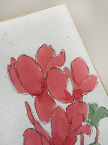 SHP310 - Œuvre shikishi de fleurs de cyclamen