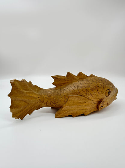 FT230 - Japanese Ittobori koi fish Wood Carve 一木彫りの鯉