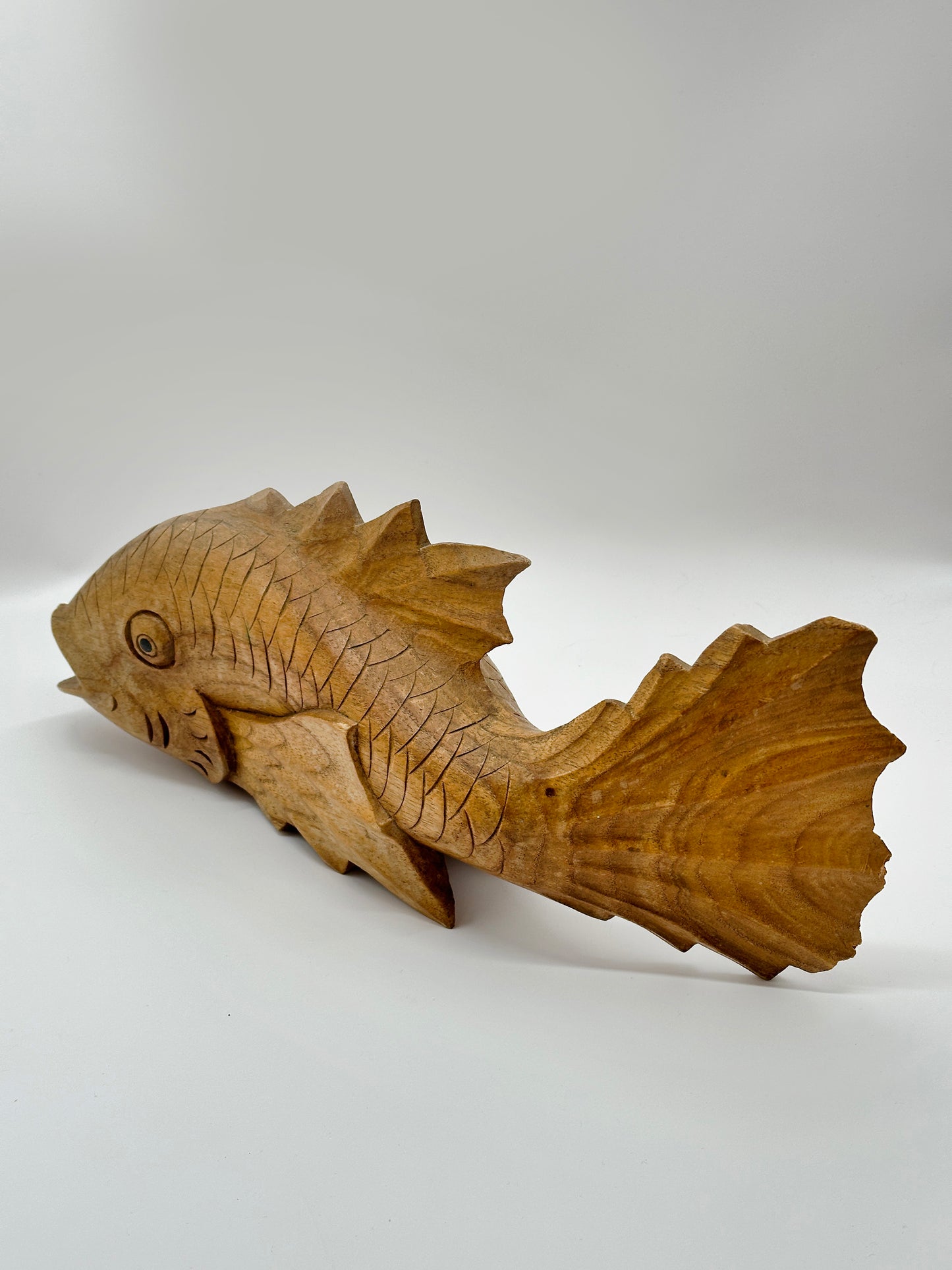 FT230 - Japanese Ittobori koi fish Wood Carve 一木彫りの鯉