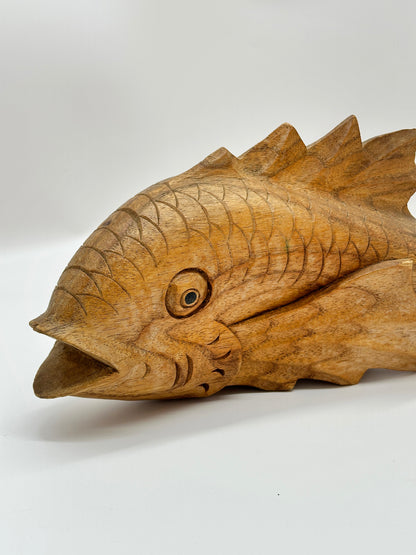 FT230 - Japanese Ittobori koi fish Wood Carve 一木彫りの鯉