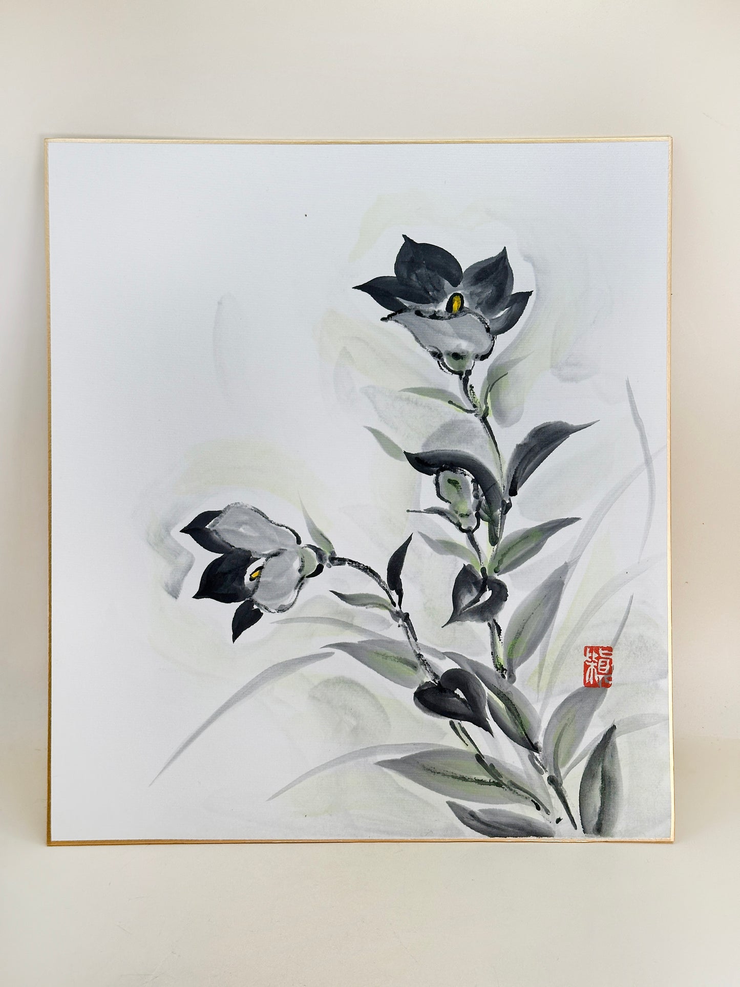 SHP256 - Œuvre sur Shikishi Kikyo bellflower 桔梗