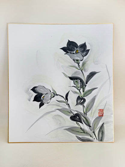 SHP256 - Œuvre sur Shikishi Kikyo bellflower 桔梗