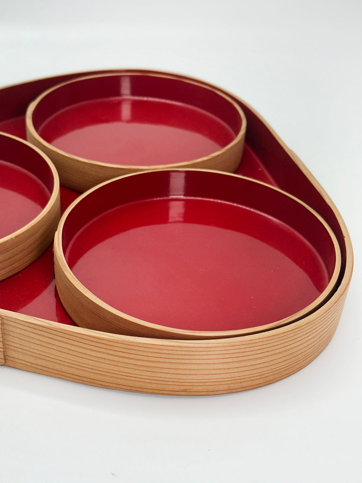 TB460 - Magewappa Lacquered Serving Tray Set 曲げわっぱ