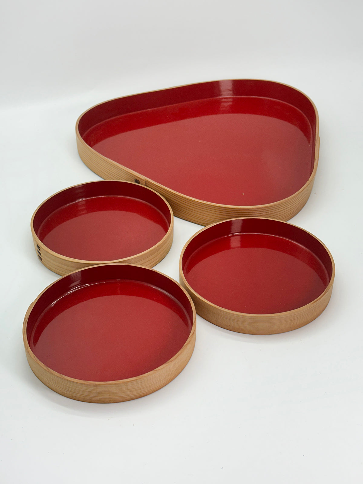 TB460 - Magewappa Lacquered Serving Tray Set 曲げわっぱ