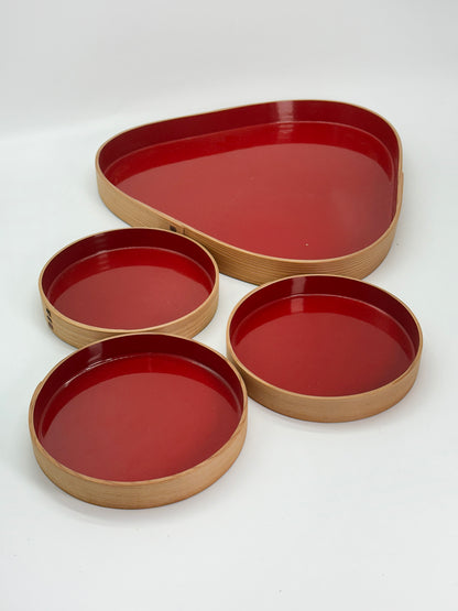 TB460 - Magewappa Lacquered Serving Tray Set 曲げわっぱ