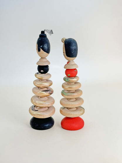 K10141 - Pair of Sōsaku Kokeshi - Hyakumantō 百万塔