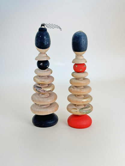 K10141 - Pair of Sōsaku Kokeshi - Hyakumantō 百万塔