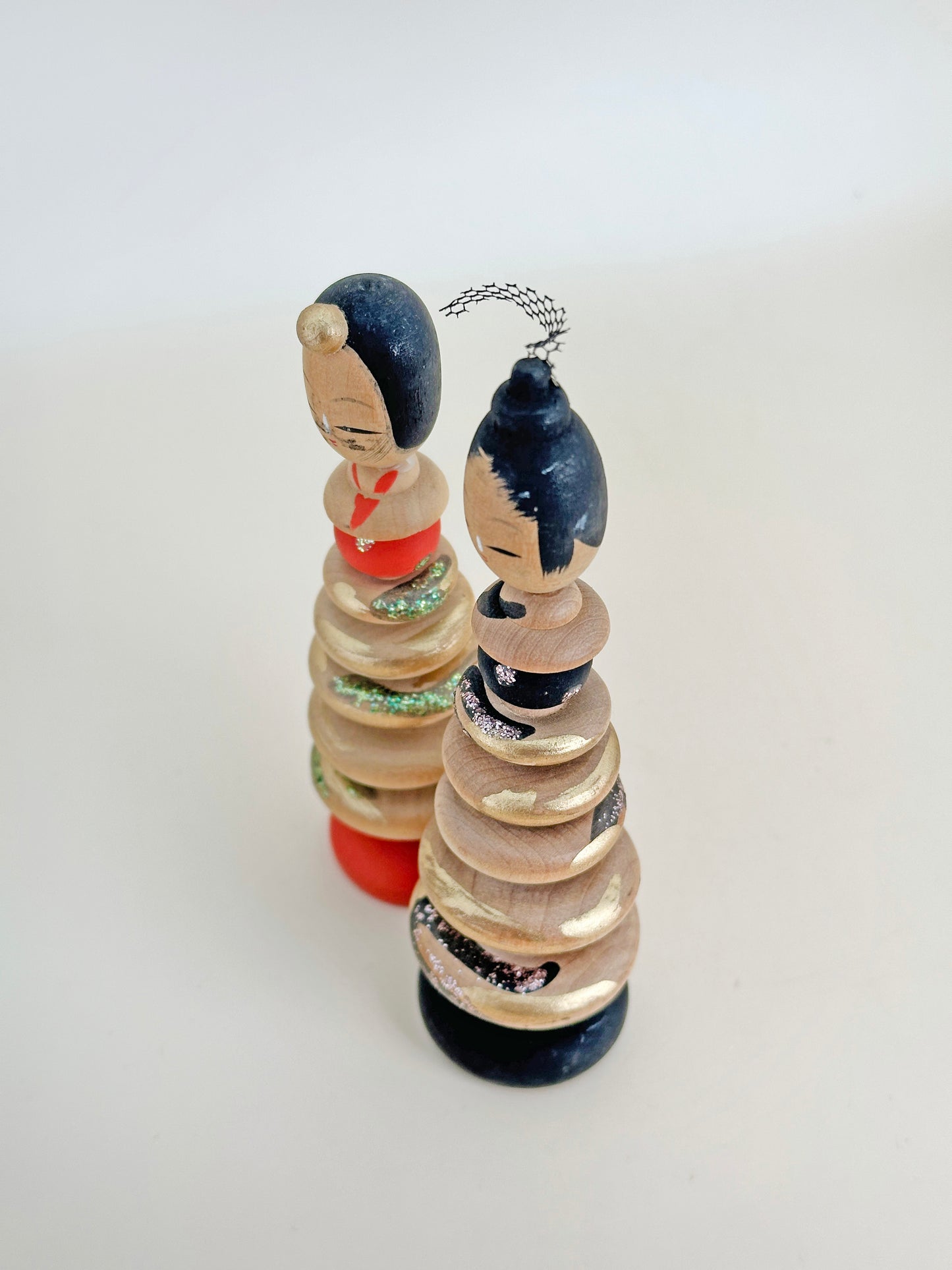 K10141 - Pair of Sōsaku Kokeshi - Hyakumantō 百万塔