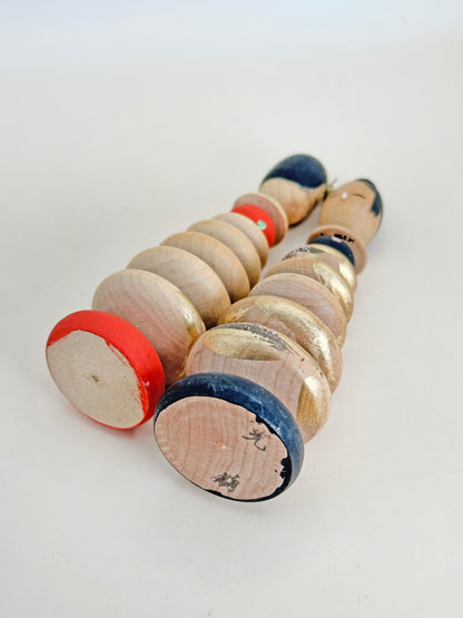 K10141 - Pair of Sōsaku Kokeshi - Hyakumantō 百万塔