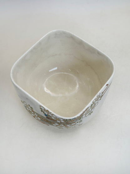 TC109 - Kyō-yaki Square Chawan Matcha Bowl 京焼