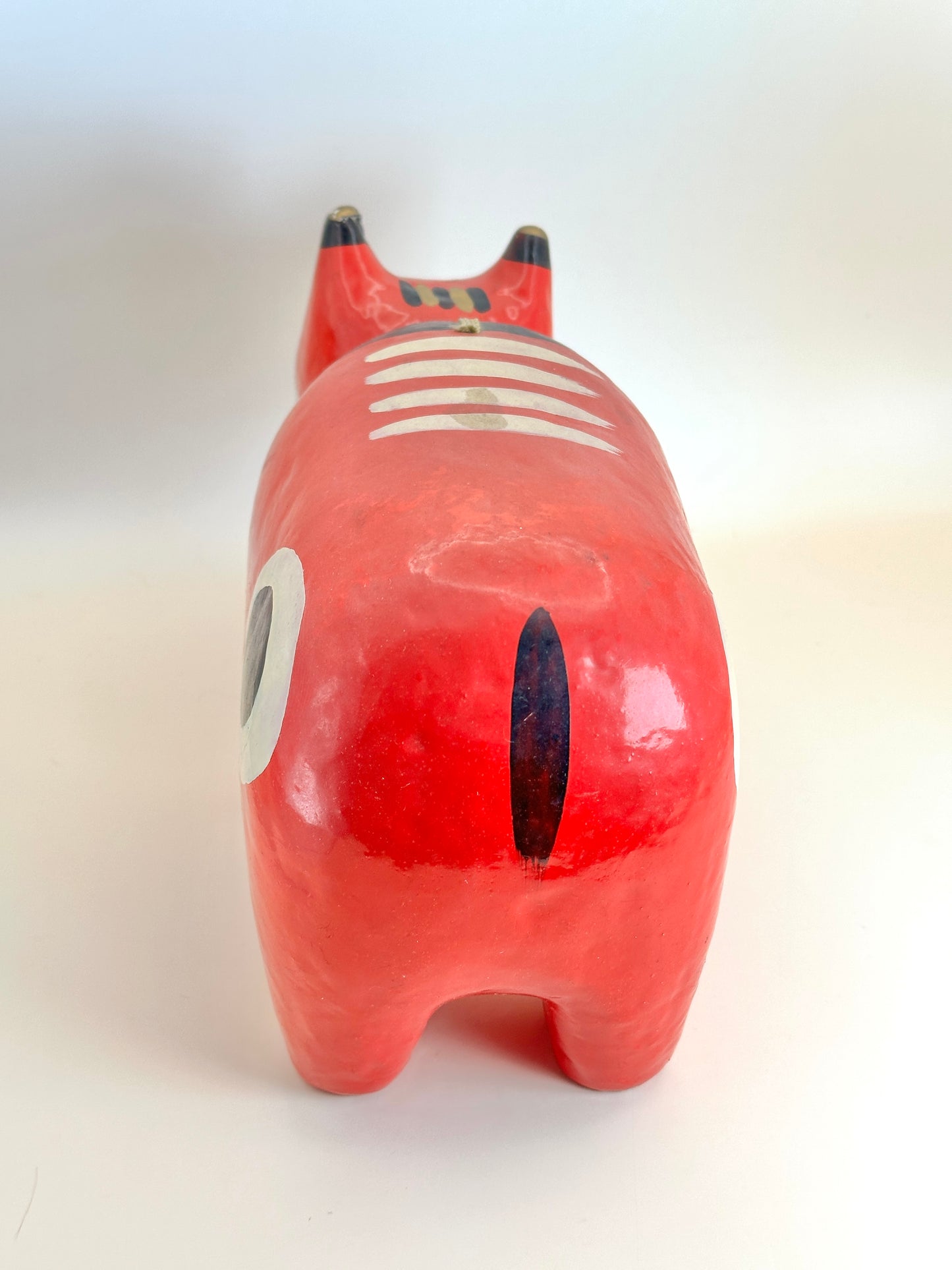 FT232 - Hariko Akabeko – Papier Mâché Vache Rouge 赤べこ