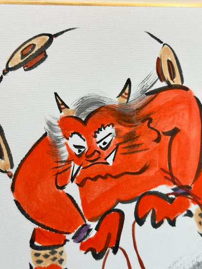 SHP171 - Shikishi Thunder God and Hanging Drums 雷公の太鼓釣