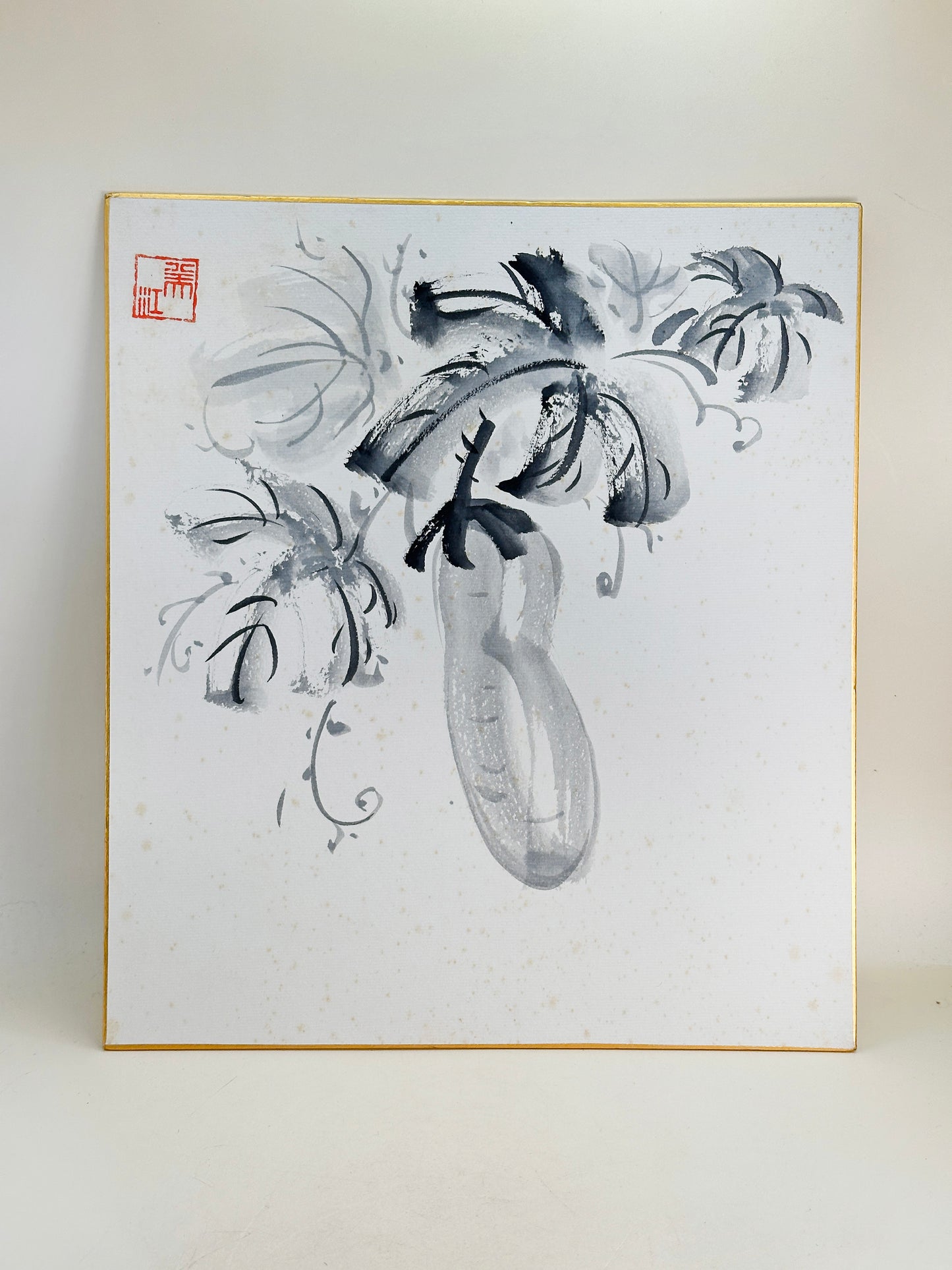 SHP261 - Œuvre d'art à l'encre sur Shikishi Aubergine 茄子