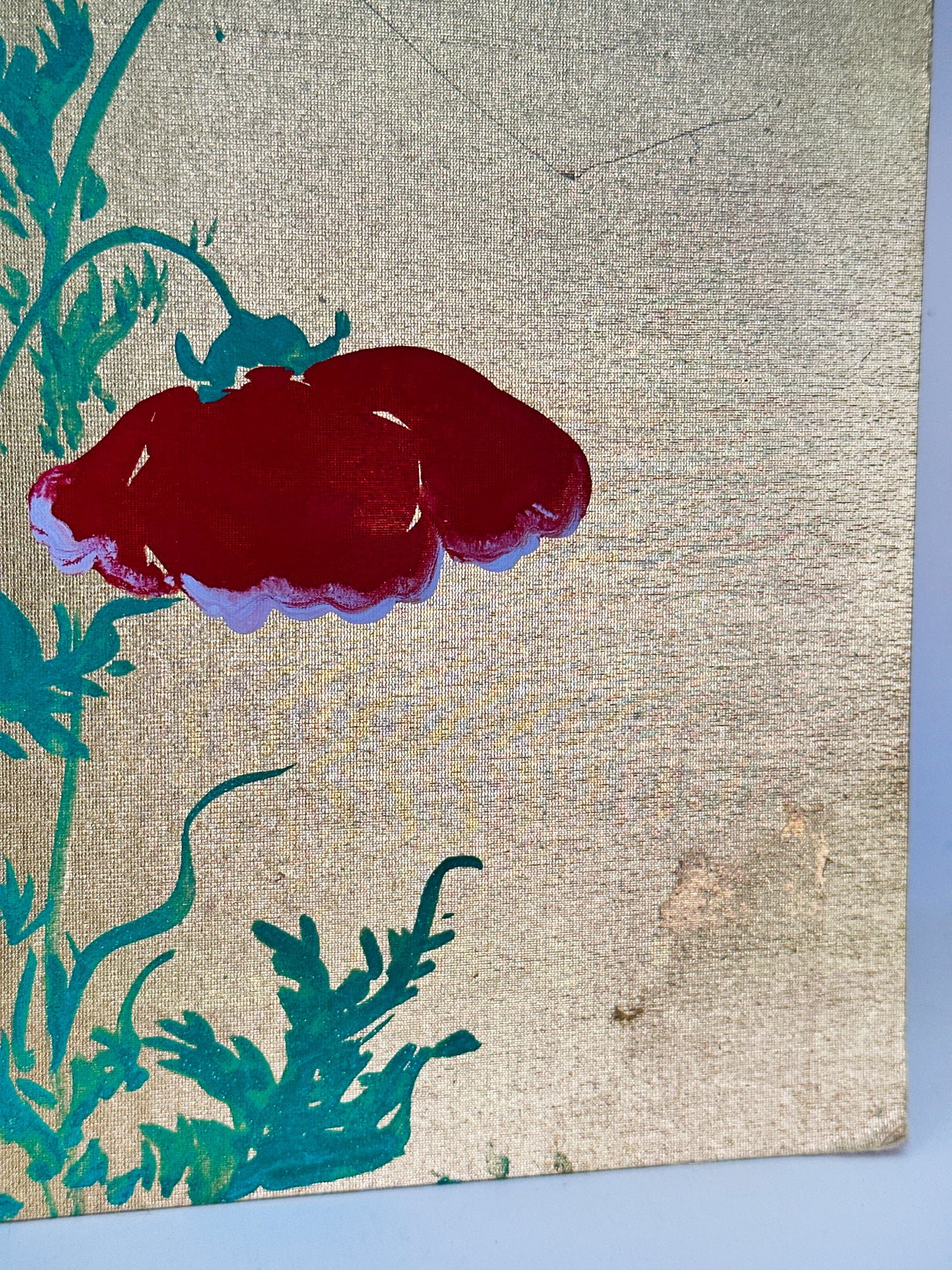 SHP263 - Shikishi peint à la main représentant des coquelicots 芥子図