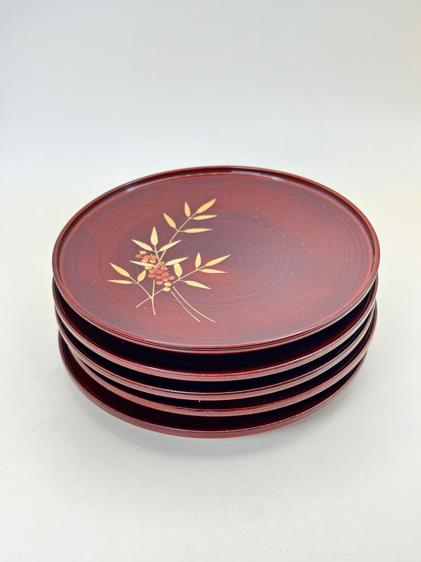TB217 - Assiettes à dessert Aizu-nuri Nanten Maki-e (laques japonaises) 会津塗