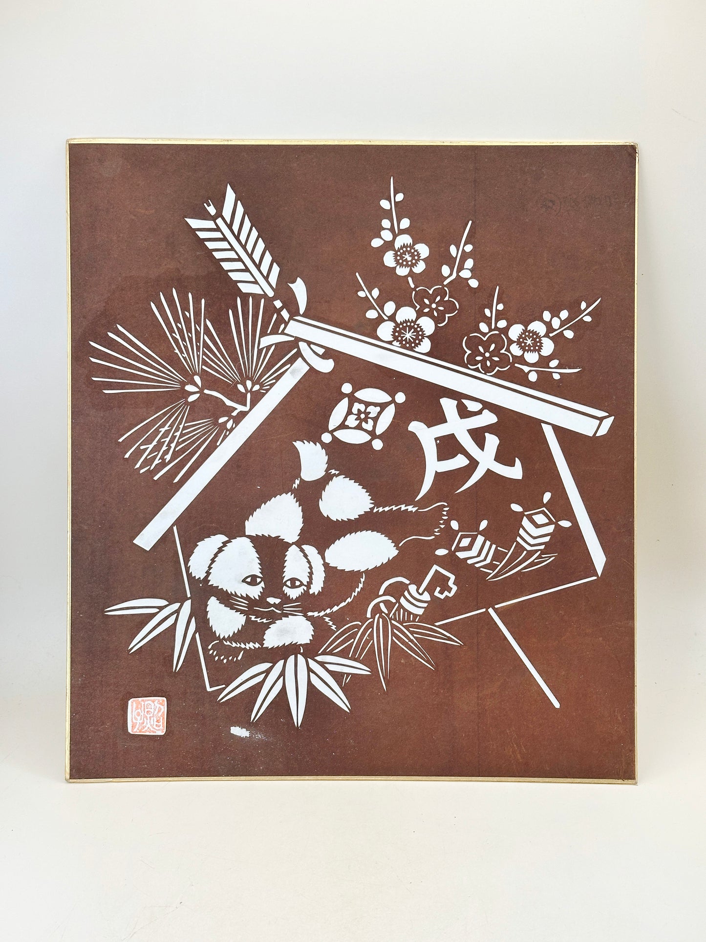 SHP273 - Œuvre sur shikishi Ise-katagami 伊勢型紙