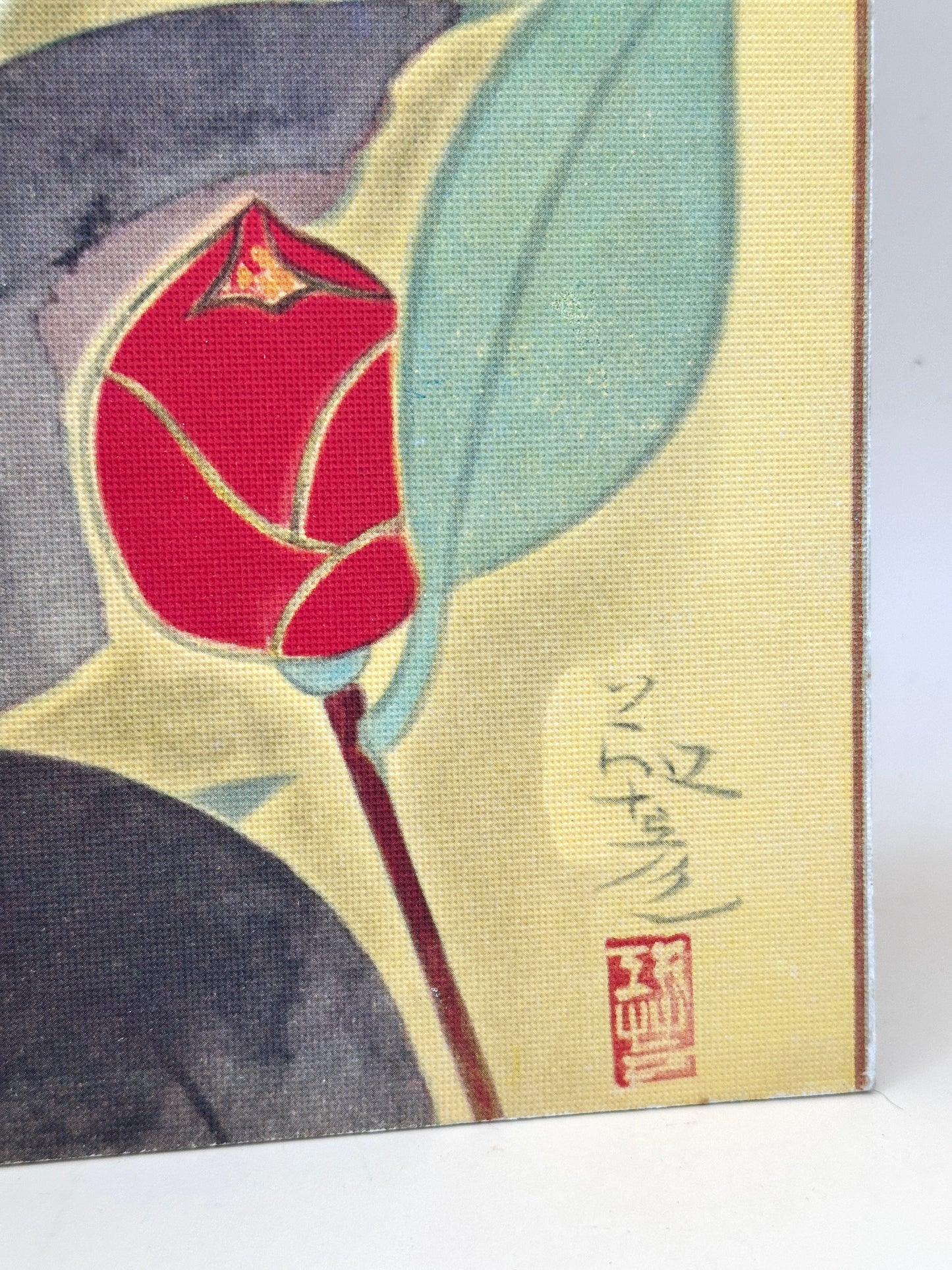 SHP177 - Shikishi Print Red and White Camellias by Yasuda Yukihiko 安田靫彦
