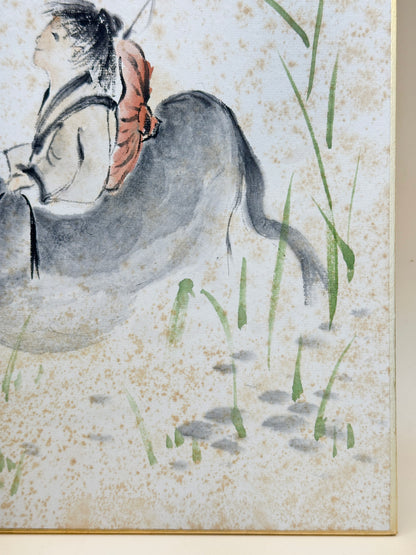SHP183 - Shikishi Art Ox and Shepherd Boy by Yōshō 洋昭