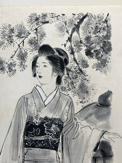SHP289 - Illustration Shikishi Shōka Bijin-zu (Beauté sous un pin)