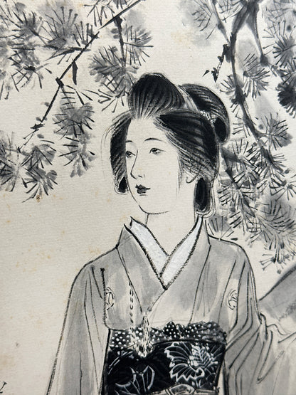 SHP289 - Illustration Shikishi Shōka Bijin-zu (Beauté sous un pin)