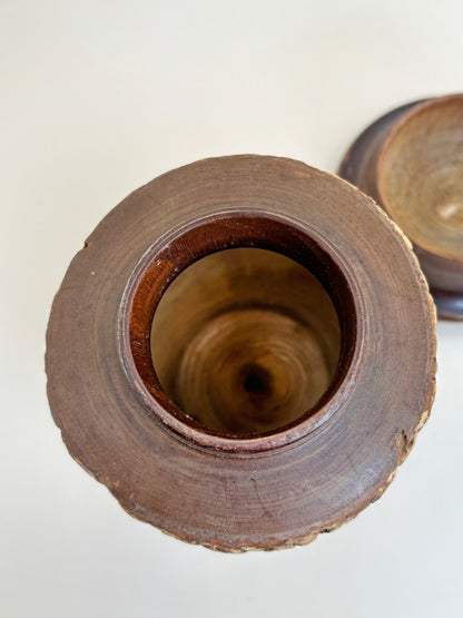 TB94 - Boîte à thé en bois de Paulownia Itto-bori 一刀彫 茶筒