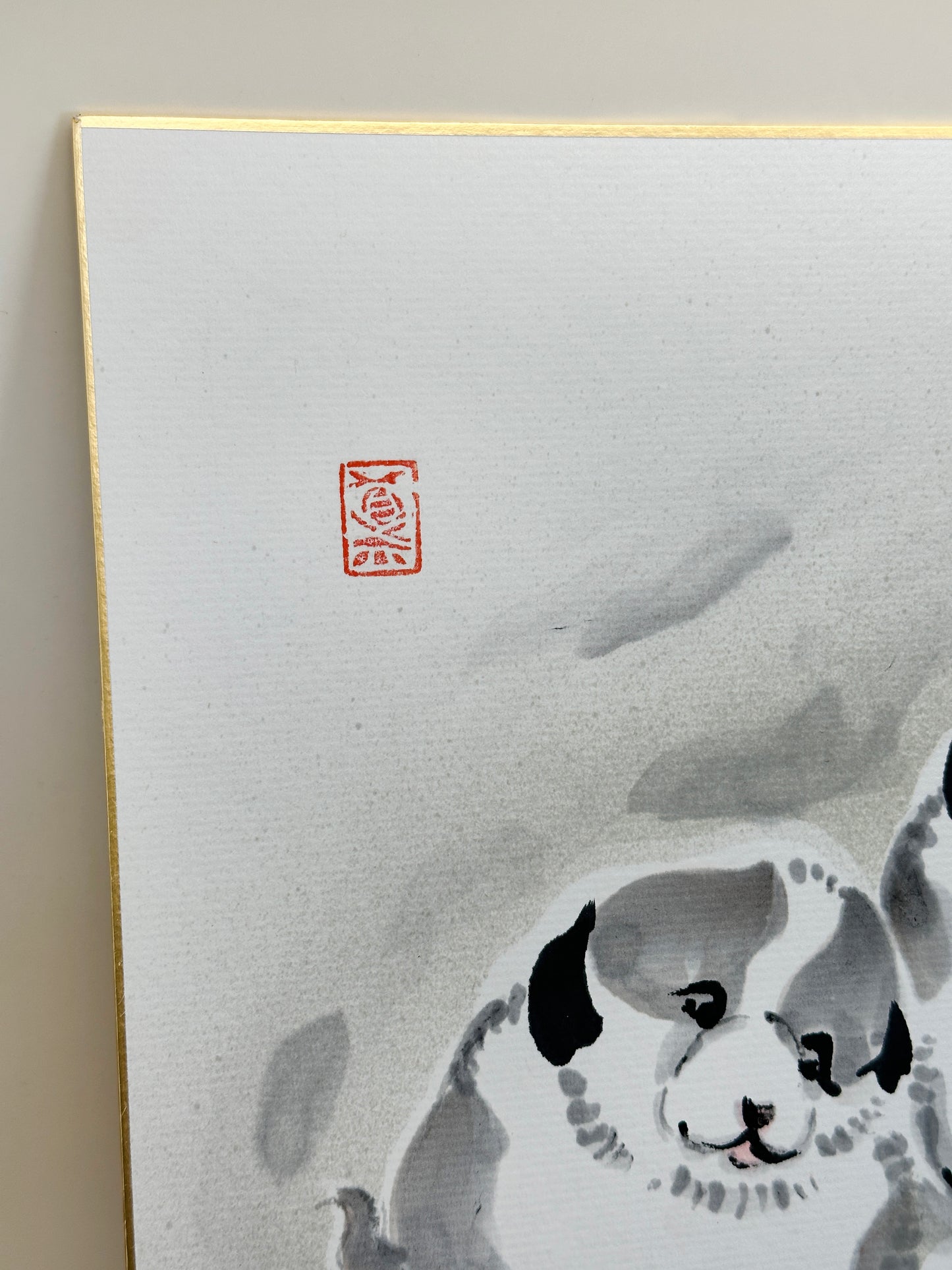 SHP194 - Japan Ink painting 3 puppies - Dog