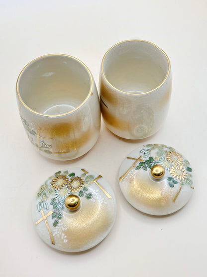 TB112 - Ensemble de tasses à thé avec couvercle Kutani-yaki par Roko 芦湖