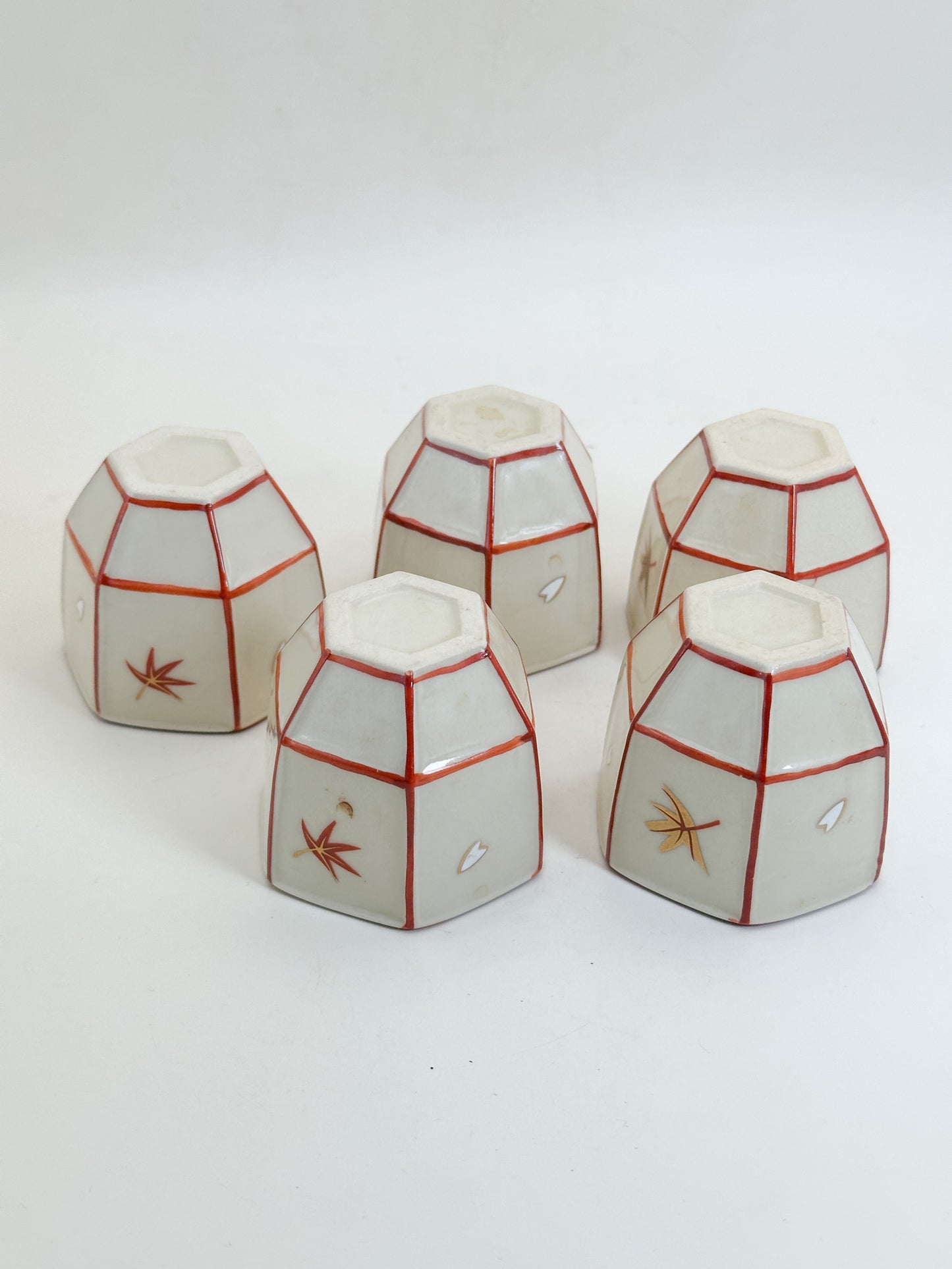 TB380 - Mino-yaki Small Bowls with Maple Leaf 美濃焼