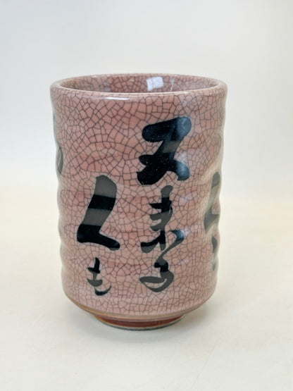 TB235 - Ink crackle glaze Yunomi tea cup 墨貫入