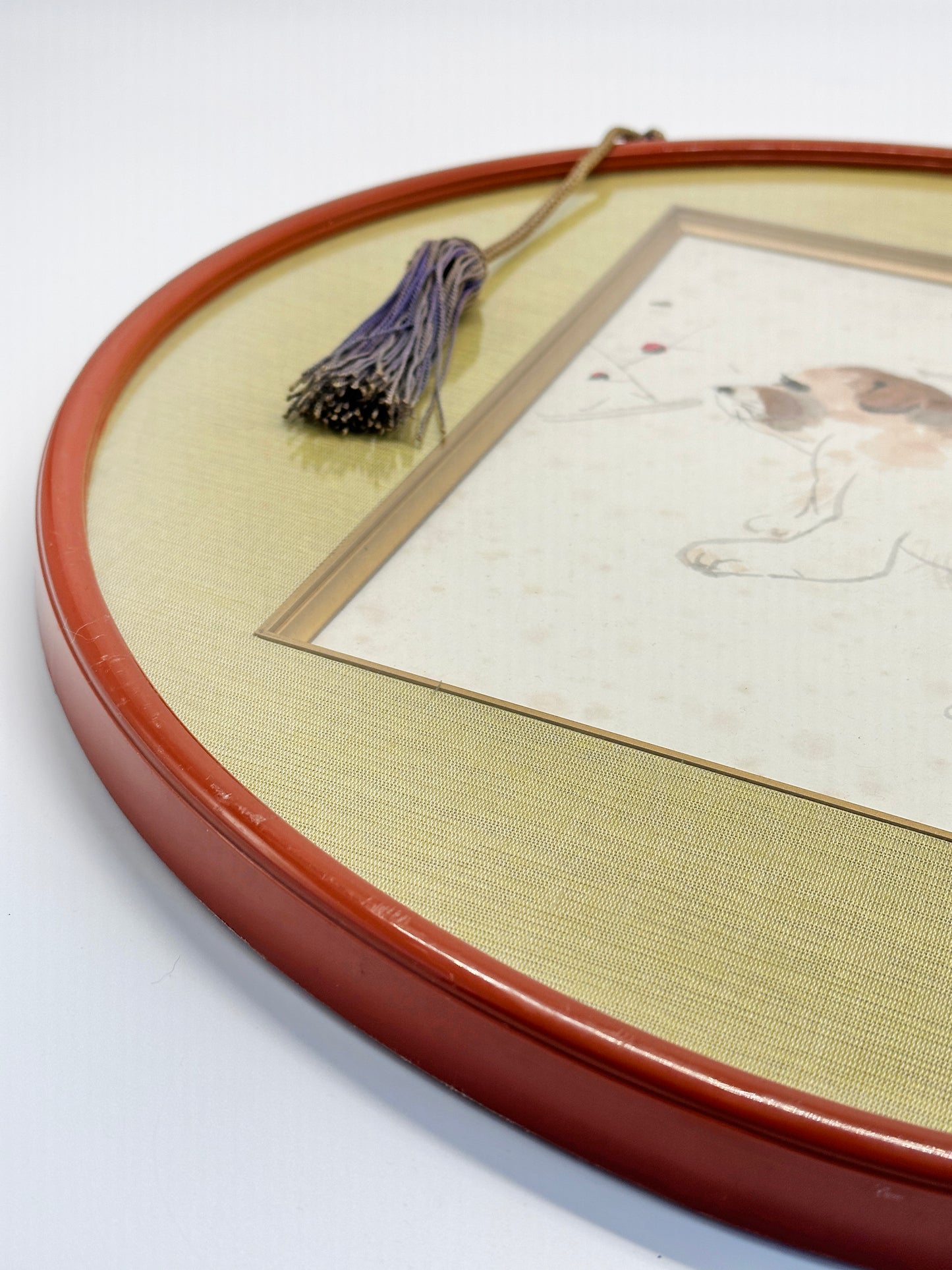 SHP204 - Japan Shikishi Circle Frame - Dog and Plum Blossoms 梅