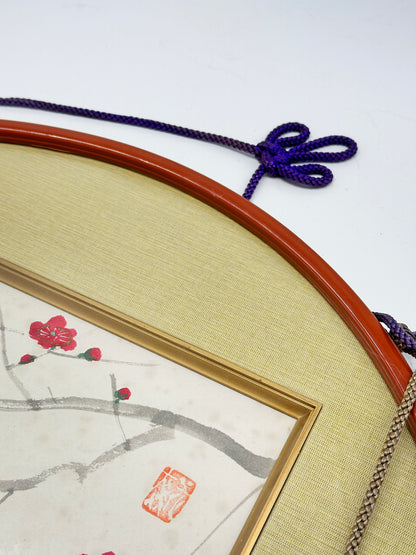 SHP204 - Japan Shikishi Circle Frame - Dog and Plum Blossoms 梅