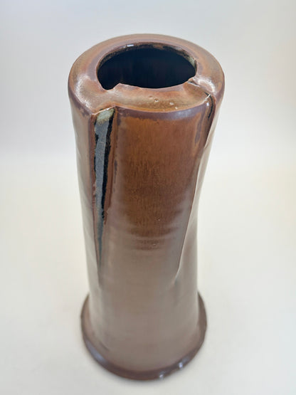 TB137 - Handmade Kakiji (Persimmon-Glaze) Vase 「屏」by Kenichi Iwase 岩瀬健一