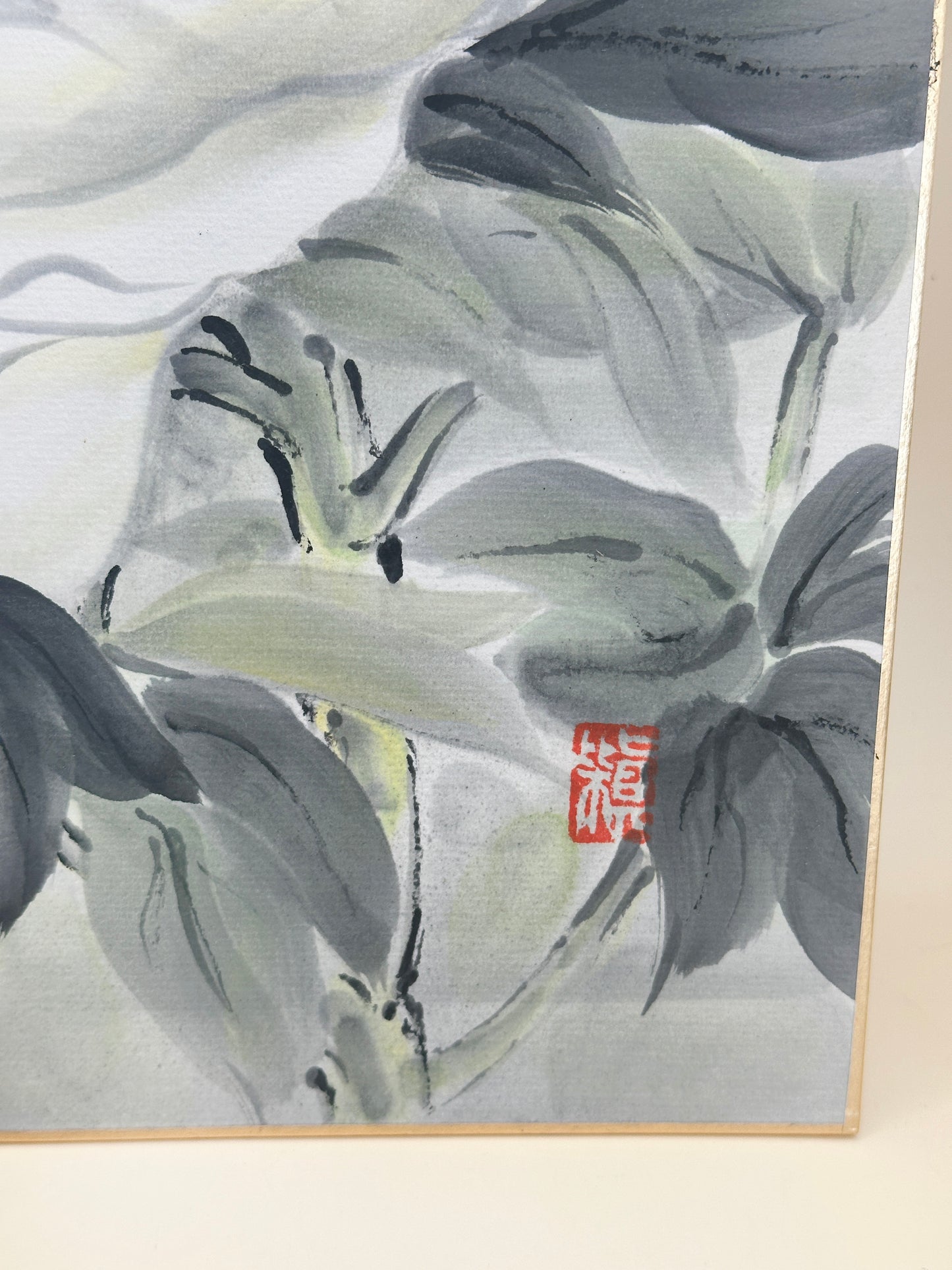 SHP209 - Hand-Painted Shikishi – White Peony 牡丹図
