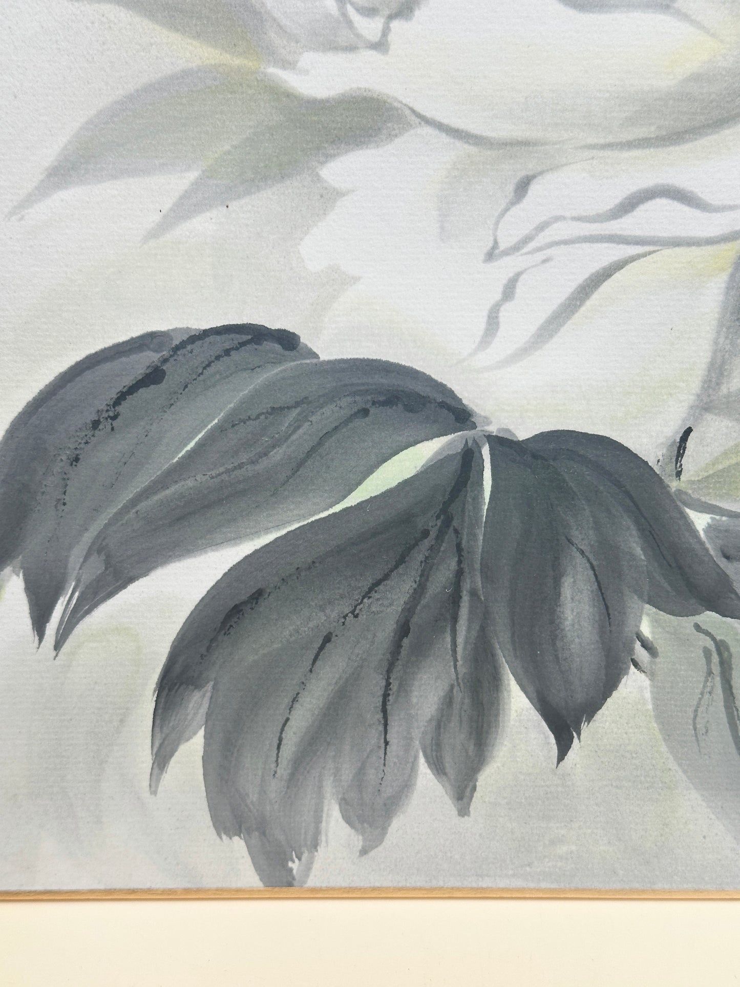 SHP209 - Hand-Painted Shikishi – White Peony 牡丹図