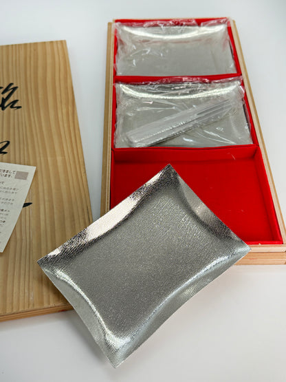 TB258 - AZUMA Assiettes individuelles finition argentée 銀仕上 銘々皿