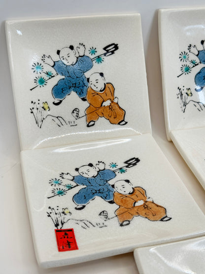 TB142 - Set of Japan Small Plate Akazu-yaki 赤津焼