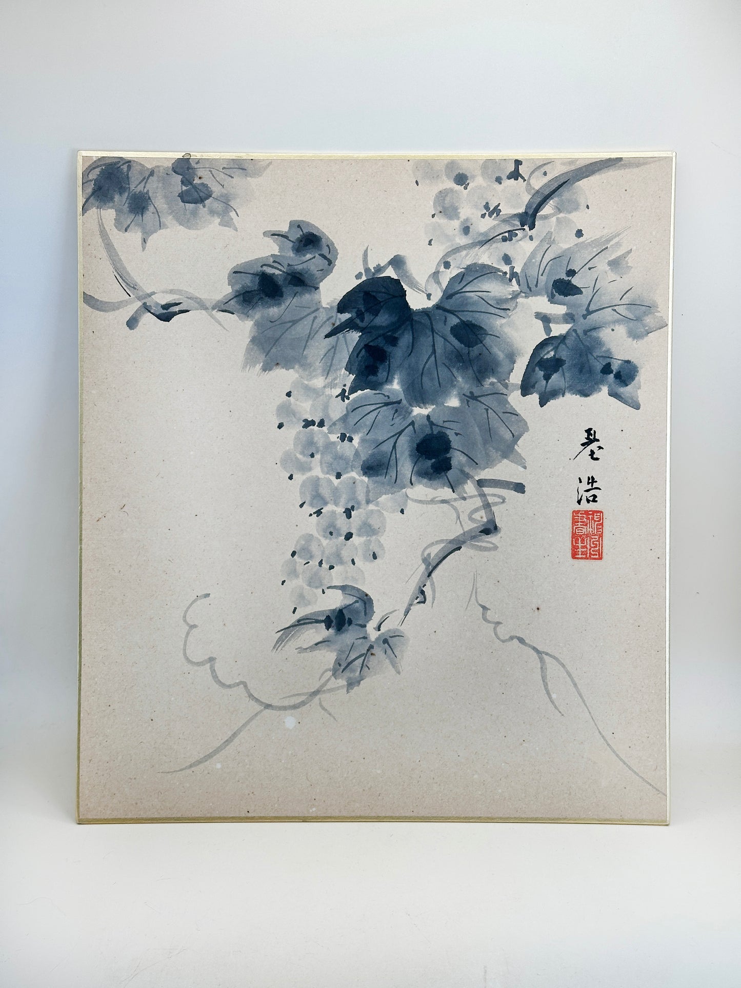 SHP214 - Ink Painting Shikishi of Hanging Grapes 葡萄図