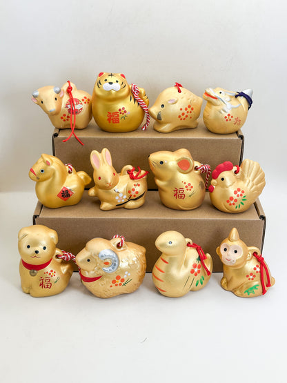 CB325 - 12 Zodiac Dorei Clay Bells by Yakushigama 薬師窯