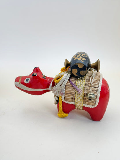 FT288 - Hariko Akabeko – Papier mâché vache rouge 赤べこ