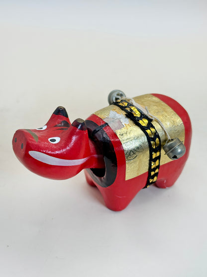 FT289 - Hariko Akabeko – Papier mâché vache rouge 赤べこ