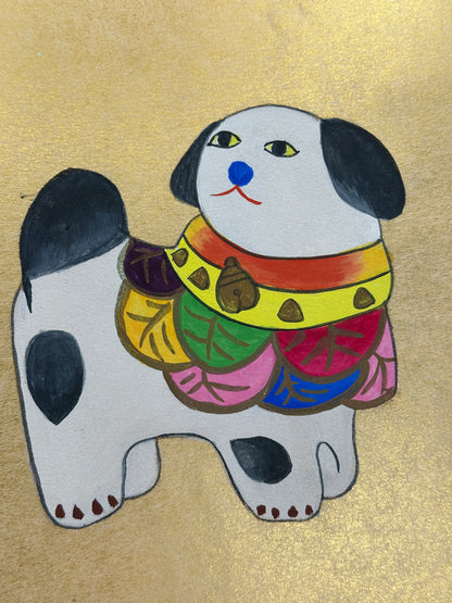 SHP292 - Œuvre sur shikishi chien de Toyama 富山