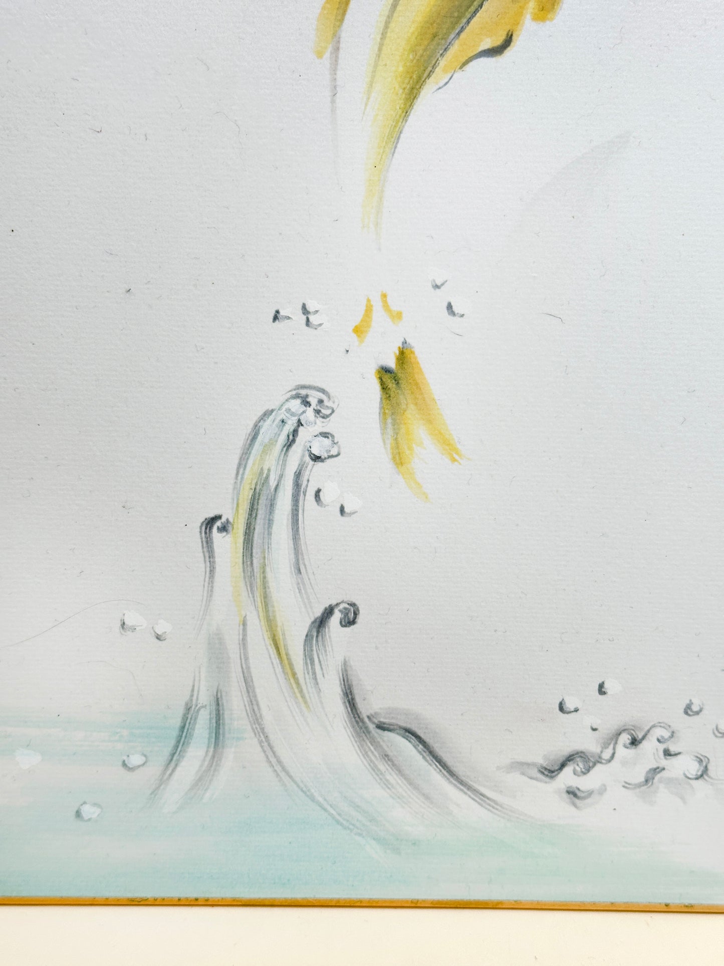 SHP217 - Shikishi japonais représentant un poisson bondissant