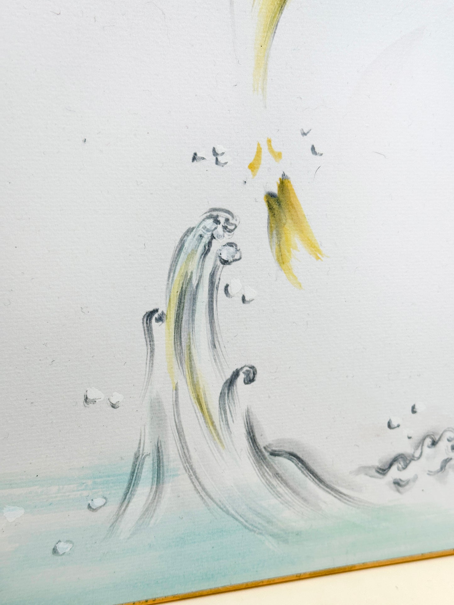 SHP217 - Shikishi japonais représentant un poisson bondissant