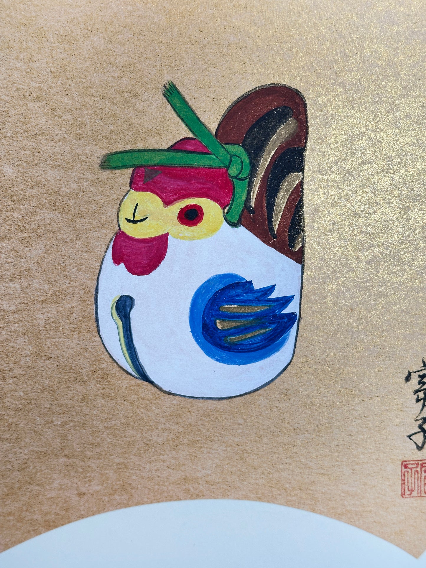 SHP216 - Shikishi artwork chicken clay bell 鷄の土鈴