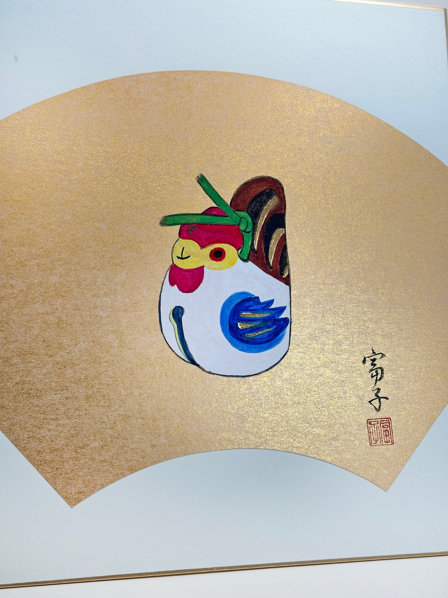 SHP216 - Shikishi artwork chicken clay bell 鷄の土鈴